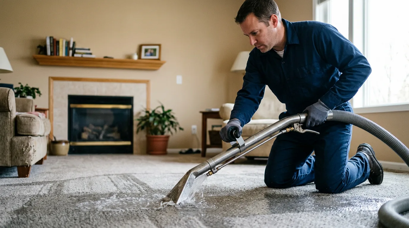 Water damage restoration technician working near Florence, MA